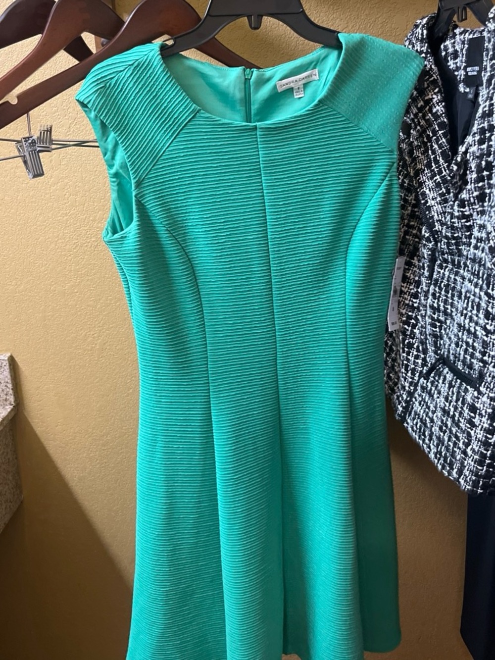 Sandra Darren Teal Textured Fit-and-Flare Maxi Dress